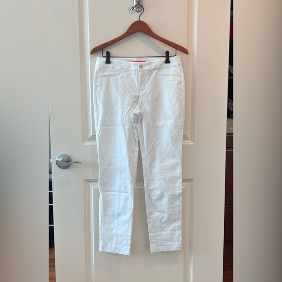 Lilly Pulitzer Kelly Skinny Ankle Pants Textured Resort White Size 6 NWT - Picture 4 of 16